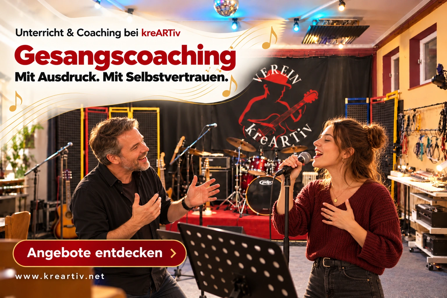 Gesangscoaching im kreARTiv-Saal / Proberaum 3 – Angebote entdecken