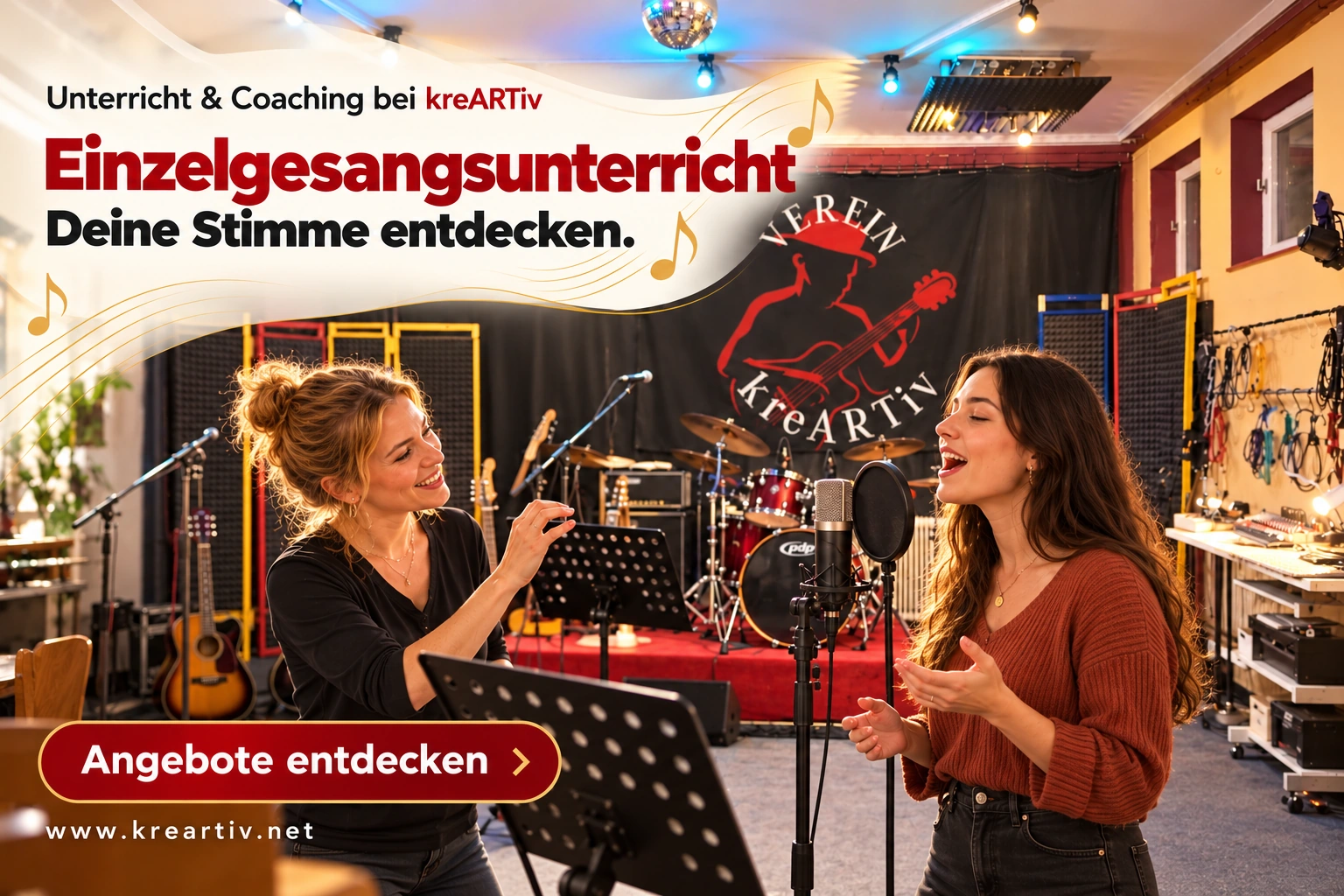 Einzelgesangsunterricht im kreARTiv-Saal / Proberaum 3 – Angebote entdecken