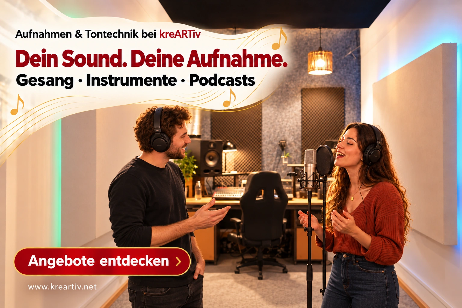 Tontechnik, Gesangs- und Instrumentenaufnahmen, Podcasts im kreARTiv-Studio / Proberaum 4 – Angebote entdecken